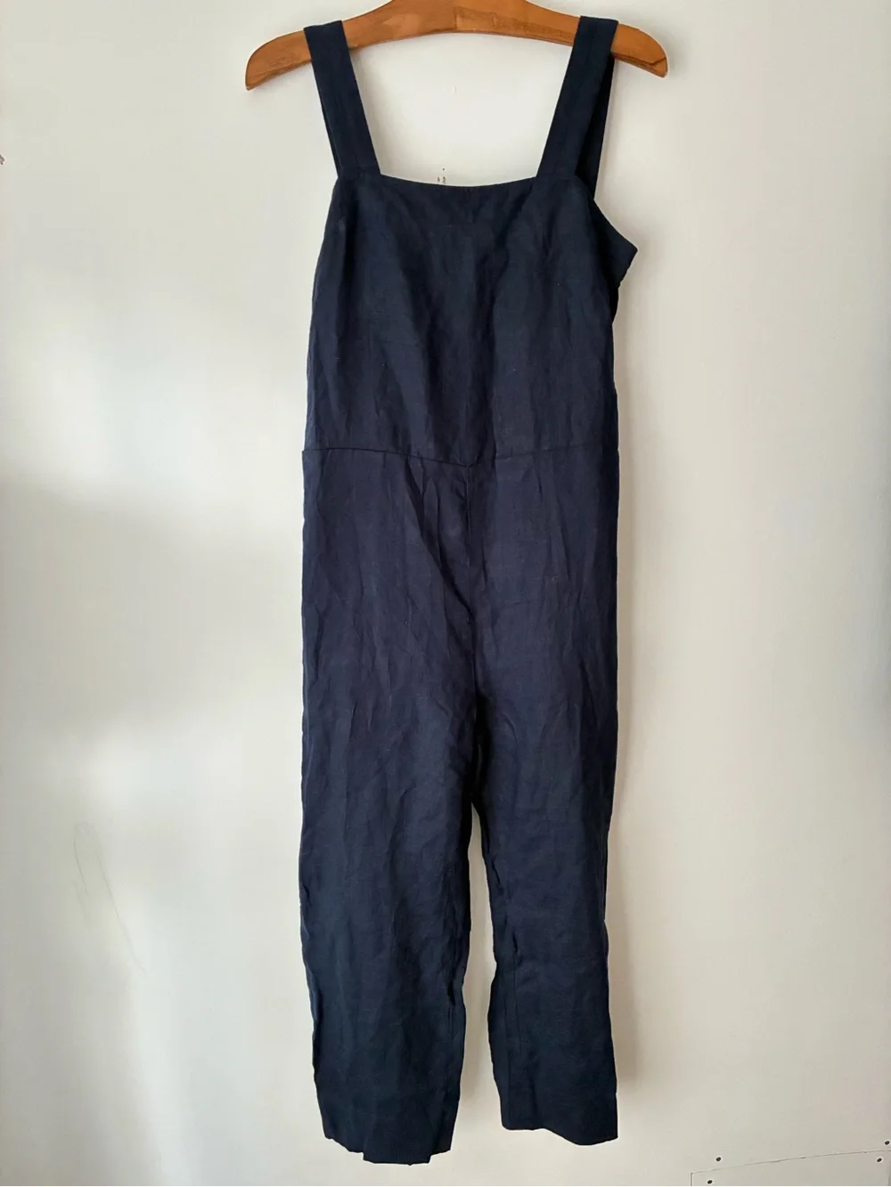 Quince Jumpsuit Women’s Small 100% European Linen Square Neck Jumpsuit Navy